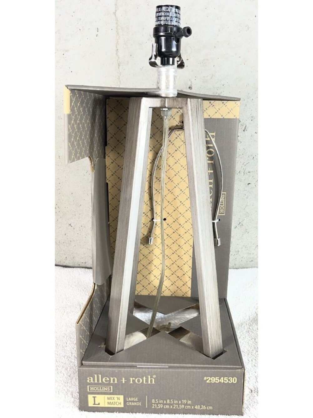 Allen + Roth Hollins 19” 3-Way Metal Table Lamp Base E26 Modern Plug-In LB5017